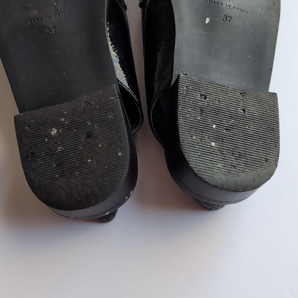 Topshop Black Patent Penny Sling Loafers Size 37 US6.5 - Picture 7 of 10